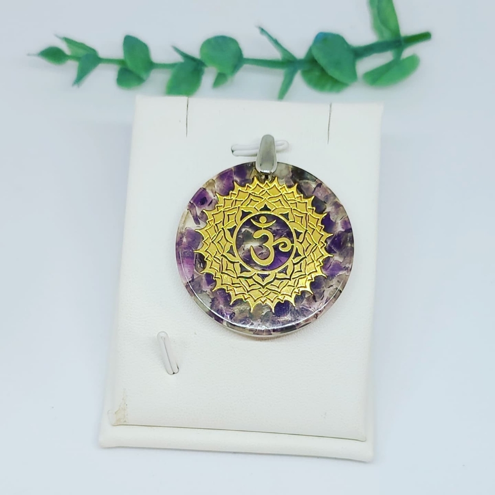 Amethyst Orgonite On symbol Pendant